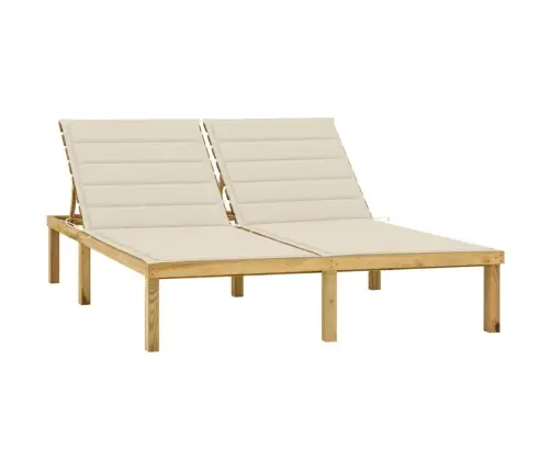 Divvietīgs Sauļošanās Zvilnis, Krēmkrāsas Matrači, Priede Vidaxl