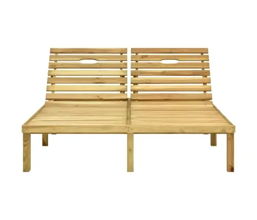 Kahekohaline Päevitustool, Beežid Padjad, Immutatud Mänd Kahekohaline Päevitustool, Beežid Padjad, Immutatud Mänd