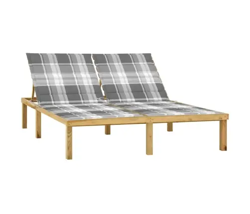 Divvietīgs Sauļošanās Zvilnis Ar Matračiem, Impregnēta Priede Vidaxl