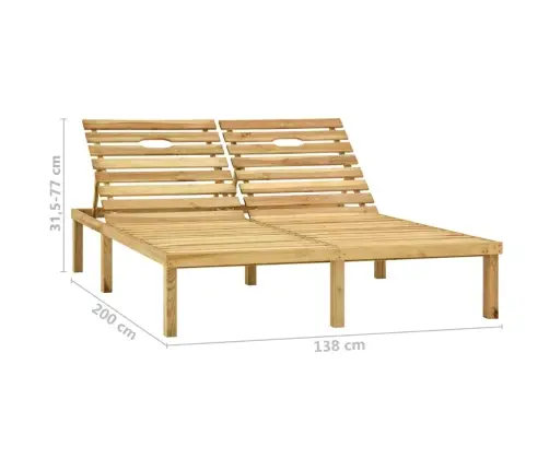 Divvietīgs Sauļošanās Zvilnis Ar Matračiem, Impregnēta Priede Vidaxl