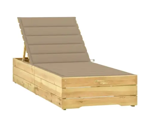 Päevitustool Beeži Padjaga, Immutatud Männipuit