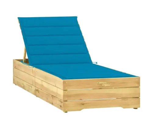 Saulės Gultas Su Mėlynu Čiužinuku, Impregnuota Pušies Mediena