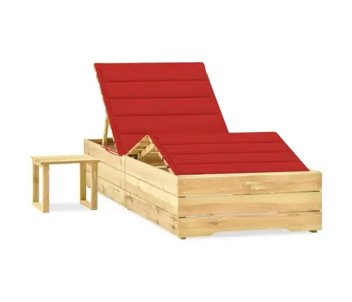 Sauļošanās Zvilnis Ar Galdiņu Un Matraci, Impregnēta Priede Vidaxl