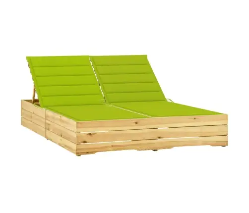 Divvietīgs Sauļošanās Zvilnis, Zaļi Matrači, Impregnēta Priede Vidaxl