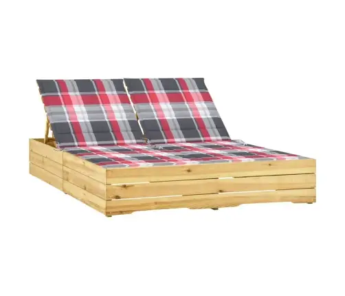 Kahekohaline Päevitustool Istmepatjadega, Immutatud Männipuit