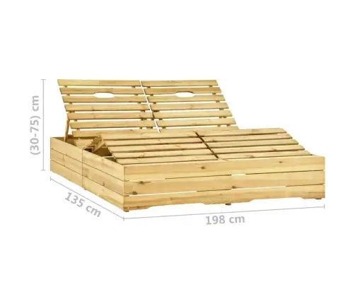 Kahekohaline Päevitustool, Hallid Padjad, Immutatud Mänd