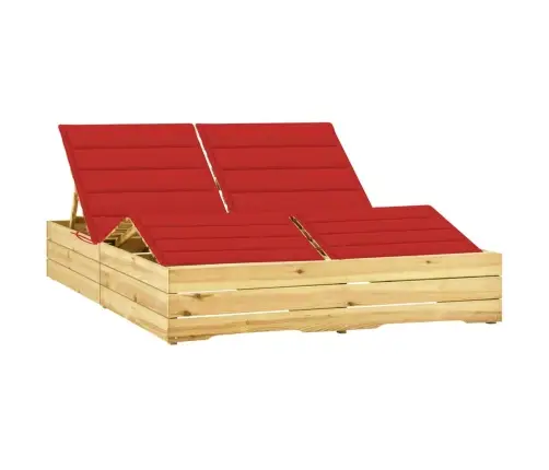 Divvietīgs Sauļošanās Zvilnis, Sarkani Matrači, Priedes Koks Vidaxl
