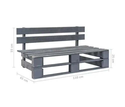 Vidējais Dārza Palešu Dīvāns, Pelēks, Impregnēts Priedes Koks Vidaxl