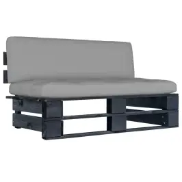 Vidējais Dārza Palešu Dīvāns, Melns, Impregnēts Priedes Koks Vidaxl