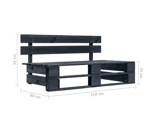 Vidurinė Sodo Sofos Dalis Iš Palečių, Juodai Impregnuota Pušis