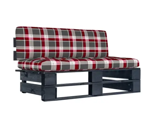 Vidējais Dārza Palešu Dīvāns, Melns, Impregnēts Priedes Koks Vidaxl