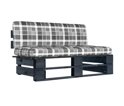 Vidējais Dārza Palešu Dīvāns, Melns, Impregnēts Priedes Koks Vidaxl