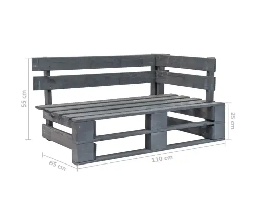 Dārza Palešu Stūra Dīvāns, Pelēks, Impregnēts Priedes Koks Vidaxl