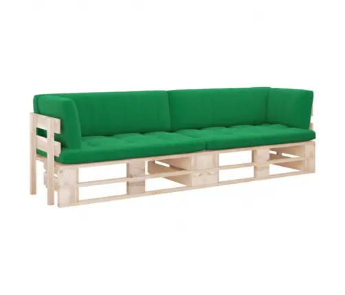 Divvietīgs Dārza Palešu Dīvāns Ar Matračiem, Impregnēta Priede Vidaxl
