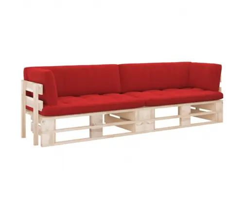 Divvietīgs Dārza Palešu Dīvāns Ar Matračiem, Impregnēta Priede Vidaxl