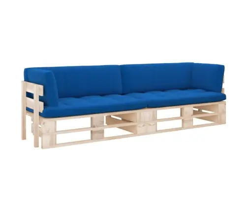 Divvietīgs Dārza Palešu Dīvāns Ar Matračiem, Impregnēta Priede Vidaxl