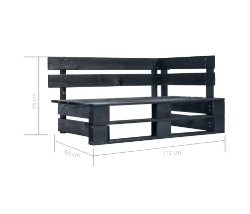 4-Osaline Kaubaalustest Mööbel Patjadega, Must, Immutatud Mänd