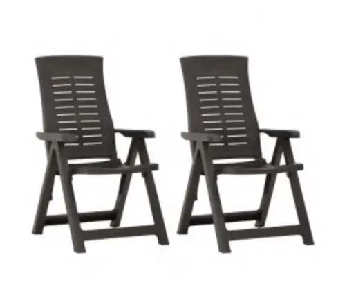 Atgāžami Dārza Krēsli, 2 Gab., Antracītpelēka Plastmasa Vidaxl