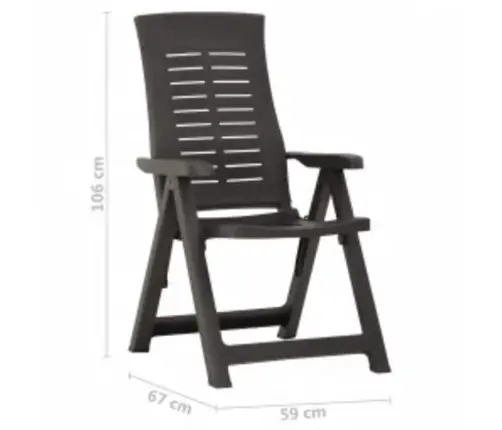 Atgāžami Dārza Krēsli, 2 Gab., Antracītpelēka Plastmasa Vidaxl