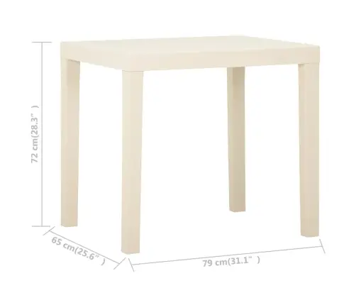 Dārza Galds, Balts, 79X65X72 Cm, Plastmasa Vidaxl