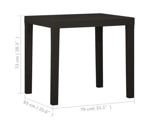 Dārza Galds, Antracītpelēks, 79X65X72 Cm, Plastmasa Vidaxl