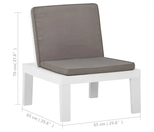 Dārza Atpūtas Krēsls Ar Matračiem, Balta Plastmasa Vidaxl