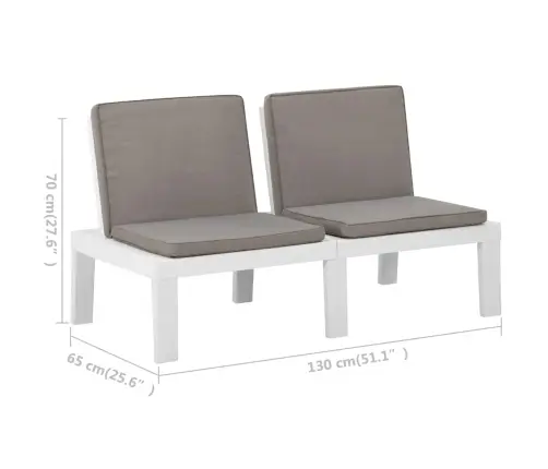 Poilsio Komplektas Su Pagalvėlėmis, 2 Dalių, Baltas, Plastikas