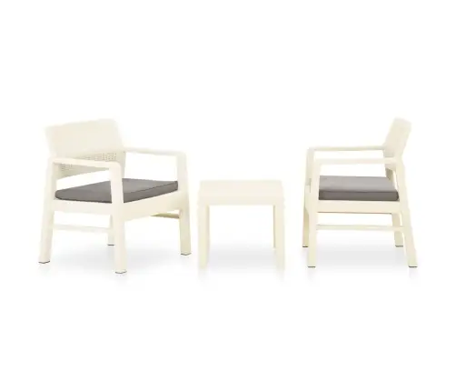 3-Daļīgs Dārza Mēbeļu Komplekts Ar Matračiem, Balta Plastmasa Vidaxl