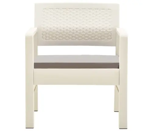 3-Daļīgs Dārza Mēbeļu Komplekts Ar Matračiem, Balta Plastmasa Vidaxl