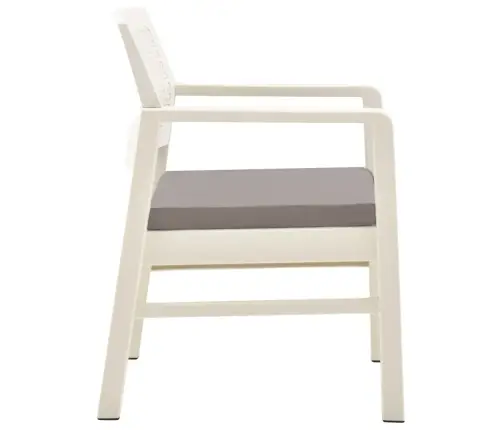 3-Daļīgs Dārza Mēbeļu Komplekts Ar Matračiem, Balta Plastmasa Vidaxl