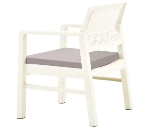 3-Daļīgs Dārza Mēbeļu Komplekts Ar Matračiem, Balta Plastmasa Vidaxl