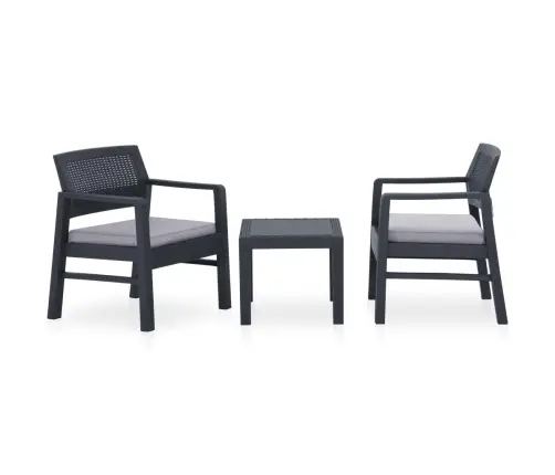 3-Osaline Aiamööbli Komplekt Patjadega, Plast, Hall