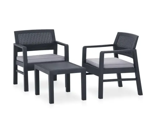 3-Osaline Aiamööbli Komplekt Patjadega, Plast, Hall