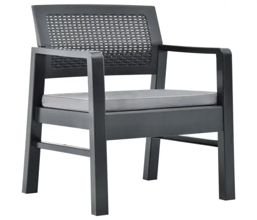 3-Osaline Aiamööbli Komplekt Patjadega, Plast, Hall