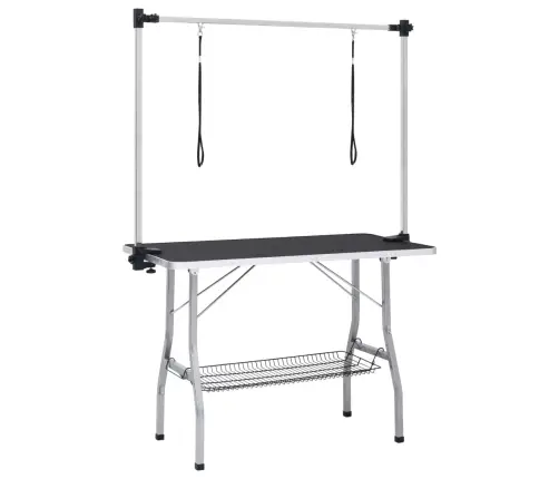 Reguliuojamas Šunų Priežiūros Stalas Su 2 Kilpomis Ir Krepšiu