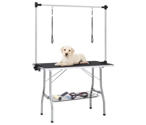 Reguliuojamas Šunų Priežiūros Stalas Su 2 Kilpomis Ir Krepšiu