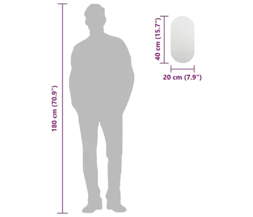 Peegel, 40 X 20 cm Klaas