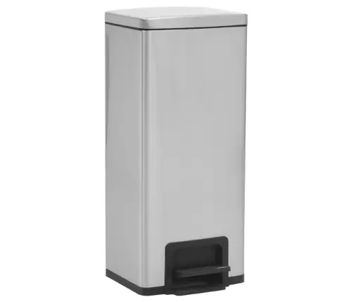 Prügikast Pedaaliga, Sõrmejäljevaba, 30 L Hõbe Roostevaba Teras