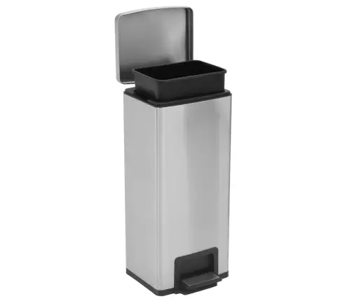 Prügikast Pedaaliga, Sõrmejäljevaba, 30 L Hõbe Roostevaba Teras