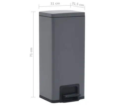 Šiukšliadėžė Su Pedalu, Pilka, Nerūdijantis Plienas, 30L