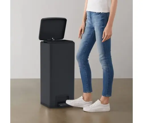 Šiukšliadėžė Su Pedalu, Juoda, Nerūdijantis Plienas, 30L