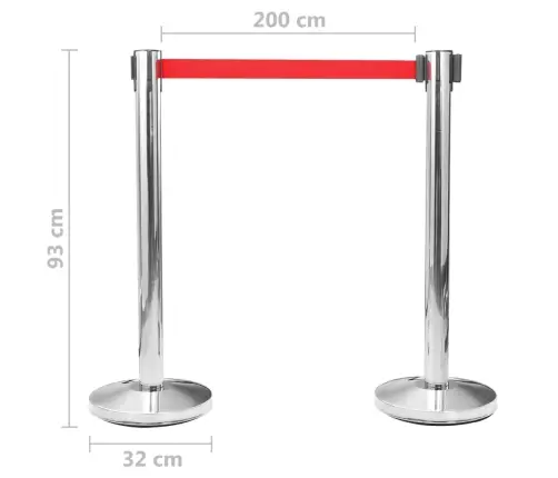 Rindu Barjeras Ar Lenti, 4 Gab., Nerūsējošs Tērauds, Sudraba Vidaxl