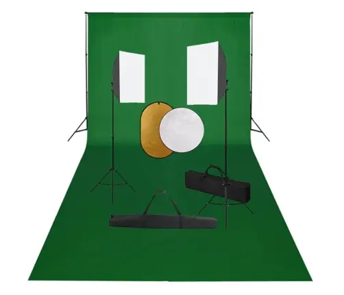 Fotostuudiokomplekt Valgustuse, Taustapildi Ja Reflektoriga