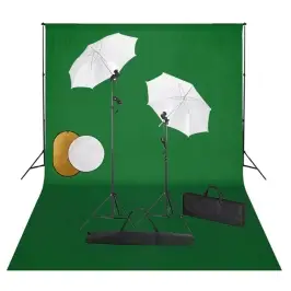 Fotostudijas Komplekts – Lampas, Lietussargi, Fons, Reflektori Vidaxl