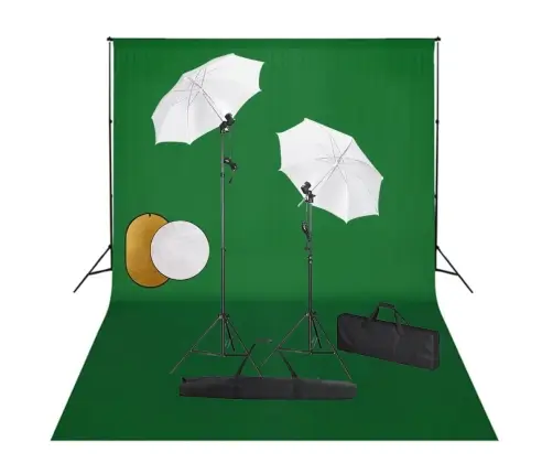 Fotostudijas Komplekts – Lampas, Lietussargi, Fons, Reflektori Vidaxl