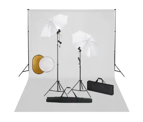 Fotostudijas Komplekts – Lampas, Lietussargi, Fons, Reflektori Vidaxl