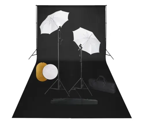 Fotostudijas Komplekts – Lampas, Lietussargi, Fons, Reflektori Vidaxl
