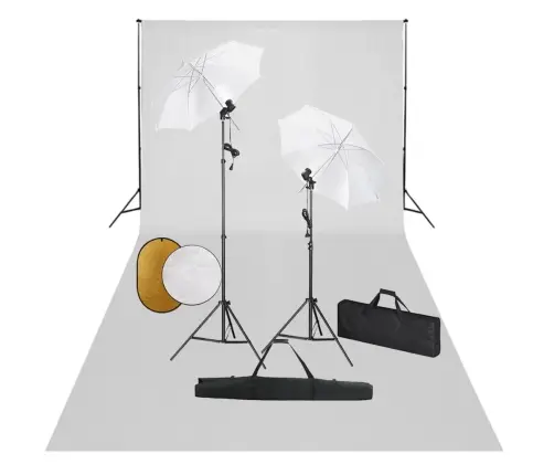 Fotostudijas Komplekts – Lampas, Lietussargi, Fons, Reflektori Vidaxl