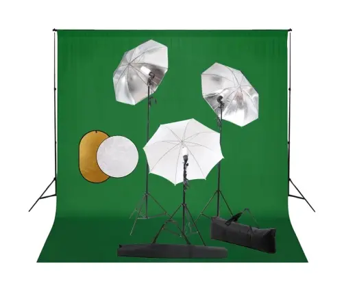 Fotostudijas Komplekts – Lampas, Lietussargi, Fons, Reflektori Vidaxl