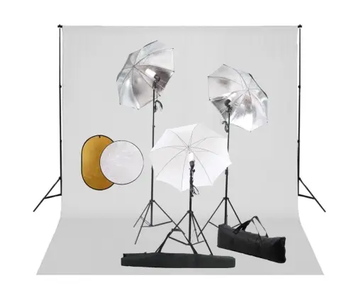 Fotostudijas Komplekts – Lampas, Lietussargi, Fons, Reflektori Vidaxl
